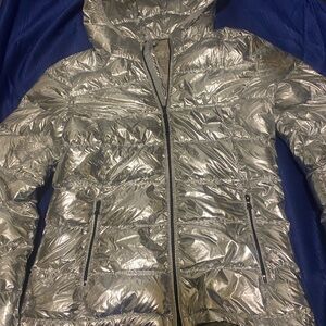 Silver Women's Hooded Puffer Jacket